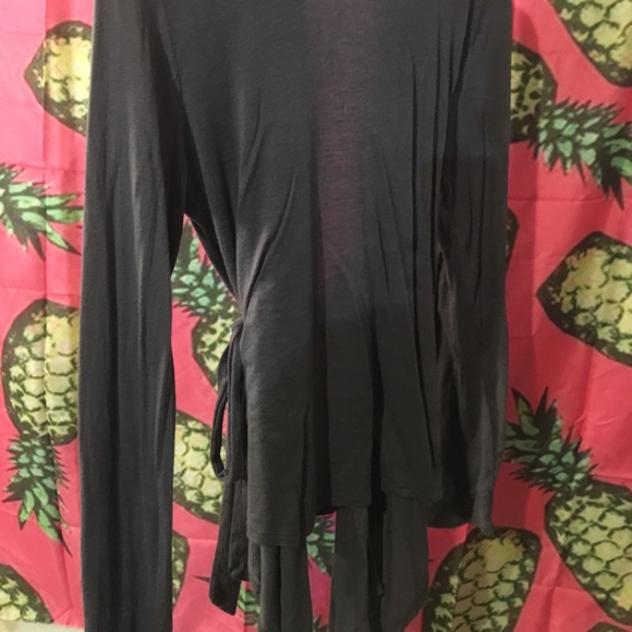 Size L Cardigan Wrap Woth Tie Dark Grey Light Wt - Picture 4 of 5